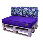 Paletové sedenie Golden Garden GG63 - podsedák a vankúš 120cm x 80cm x 15cm penový granulát fialová vzor kvety 1